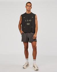 Man wearing Game Plan Boxy Tank - Onyx | Model:Albert | Size:M | Thumbnail Index: 6