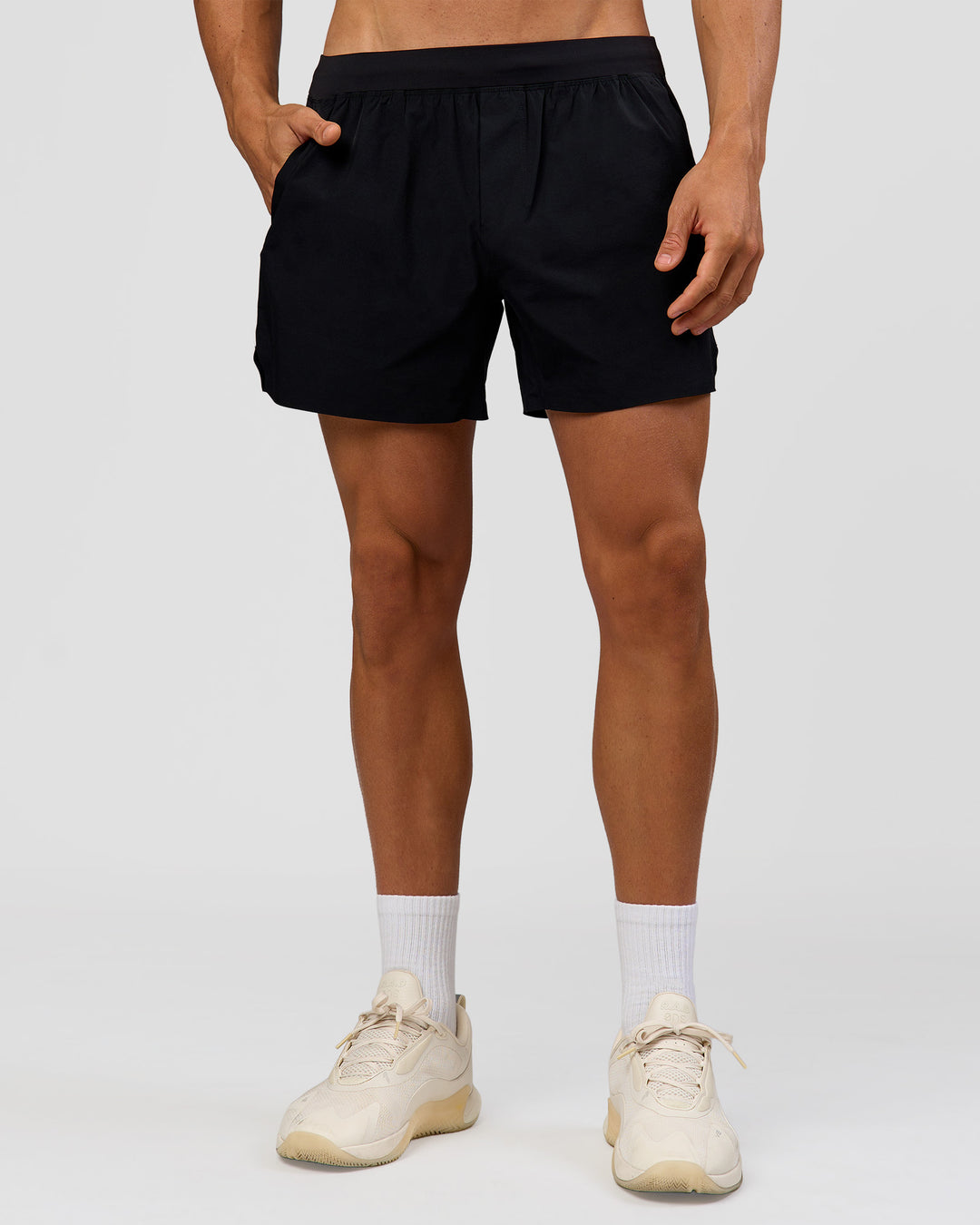 Man wearing Hybrid 5" Short - Black-Reflective | Model:Albert | Size:M - view 4