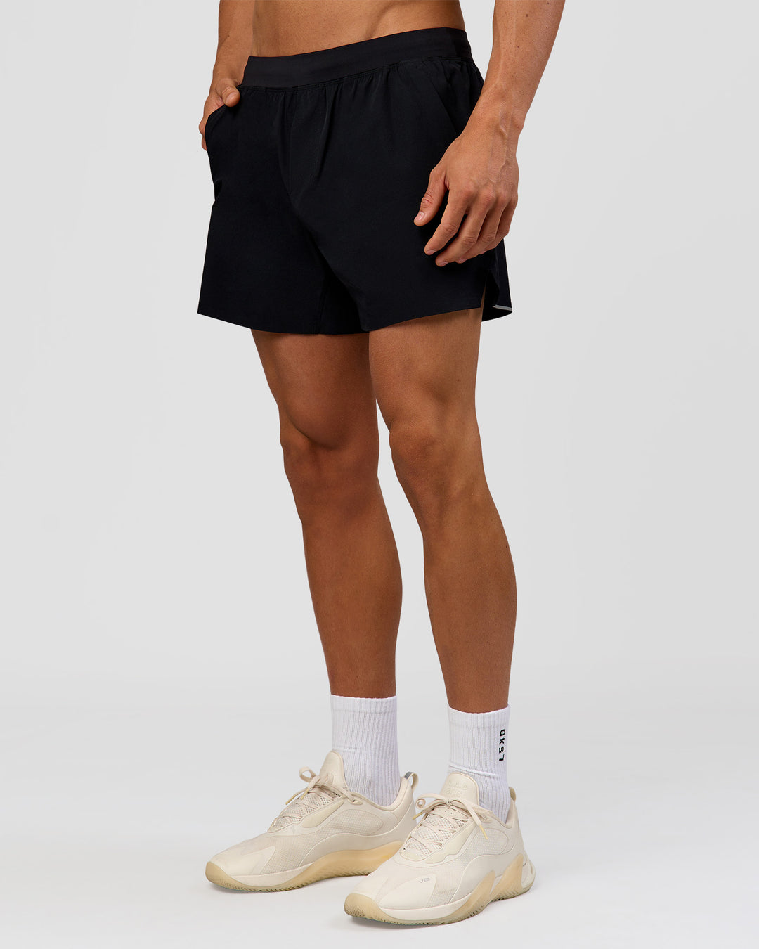 Man wearing Hybrid 5" Short - Black-Reflective | Model:Albert | Size:M - view 6