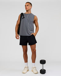 Man wearing Hybrid 5" Short - Black-Reflective | Model:Albert | Size:M | Thumbnail Index: 6