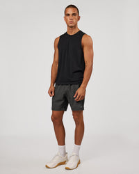 Man wearing AeroFLX+ Seamless Muscle Tank - Black Marl | Model:Albert | Size:M | Thumbnail Index: 4