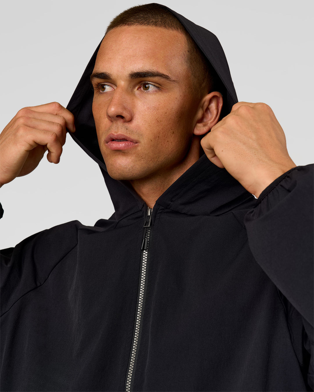Man wearing Motion Hooded Jacket - Black | Model:Albert | Size:M - view 10