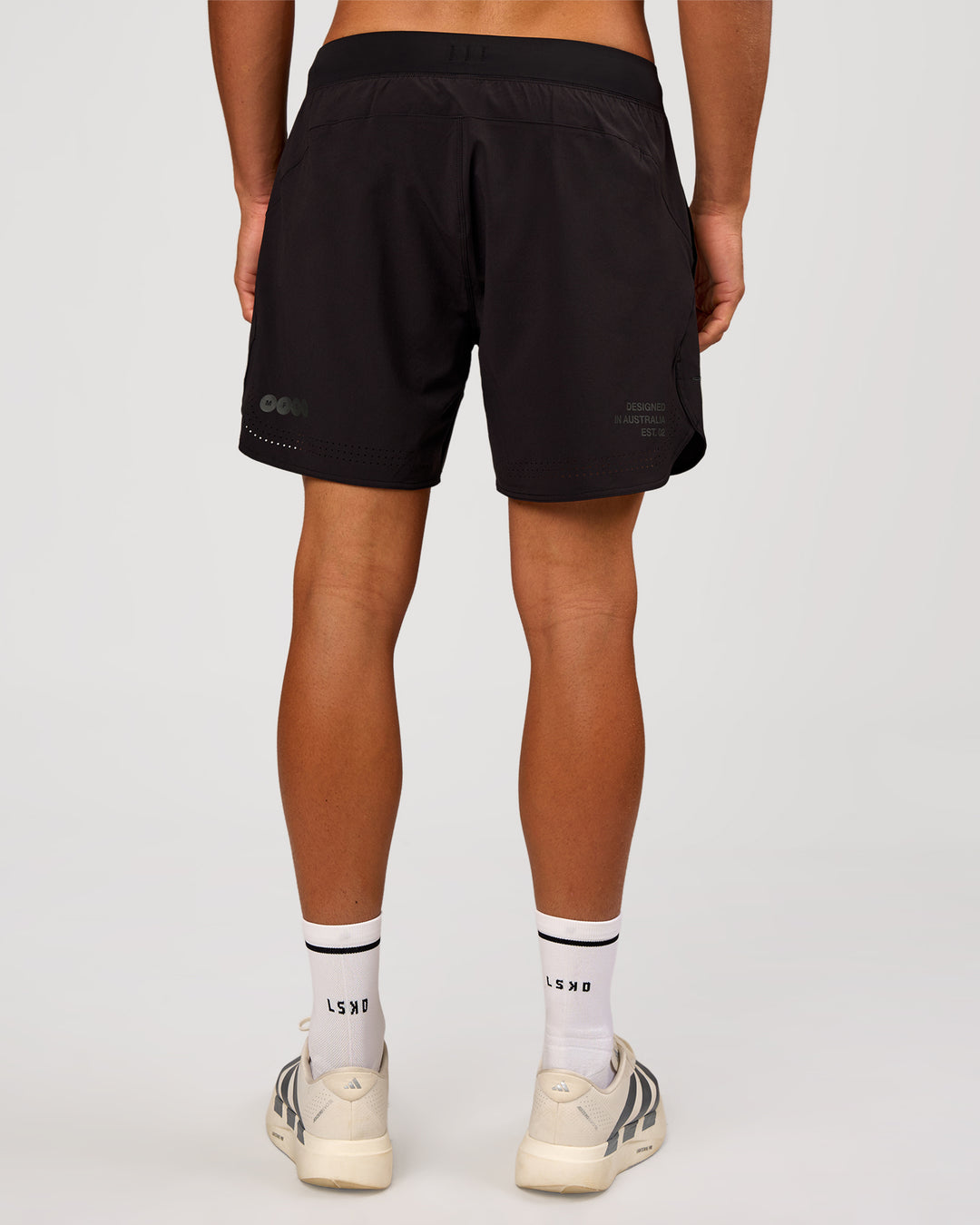 Man wearing Pace 5" Lined Running Short - Game Plan Black | Model:Albert | Size:M - view 5