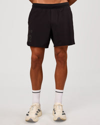 Man wearing Pace 5" Lined Running Short - Game Plan Black | Model:Albert | Size:M | Thumbnail Index: 6