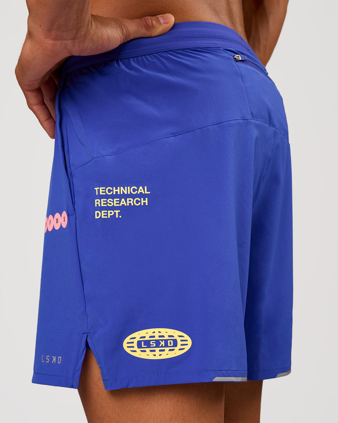 Man wearing Pace 5" Lined Running Short - Game Plan Power Cobalt | Model:Albert | Size:M - view 4