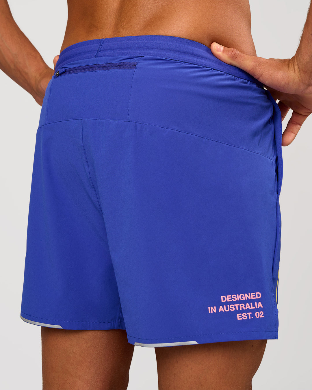Man wearing Pace 5" Lined Running Short - Game Plan Power Cobalt | Model:Albert | Size:M - view 8