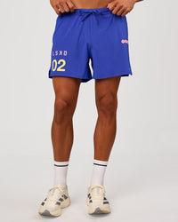 Man wearing Pace 5" Lined Running Short - Game Plan Power Cobalt | Model:Albert | Size:M | Thumbnail Index: 10