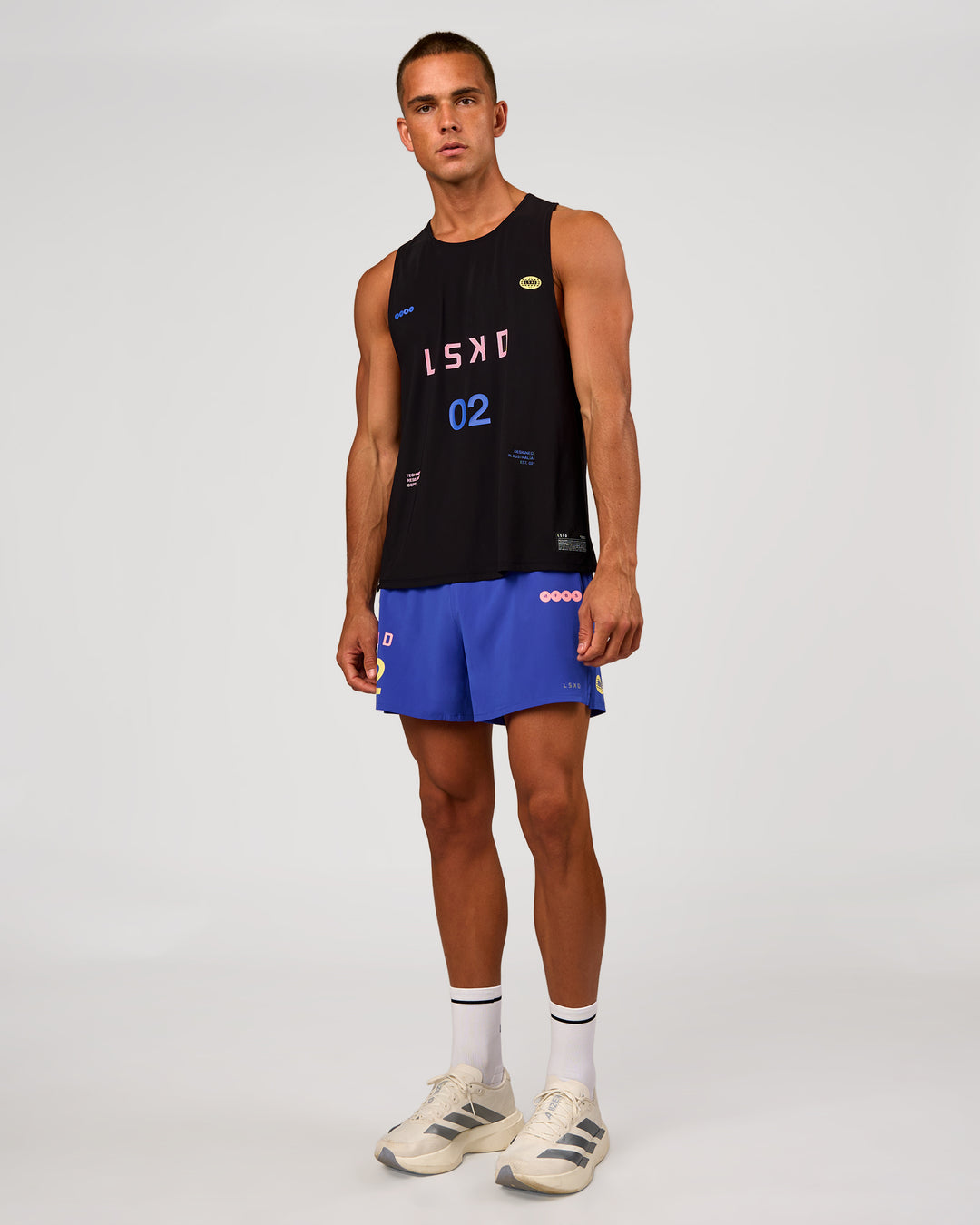 Man wearing Pace 5" Lined Running Short - Game Plan Power Cobalt | Model:Albert | Size:M - view 13