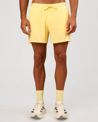 Man wearing Pace 5" Lined Running Short - Lemon | Model:Albert | Size:M | Thumbnail Index: 3