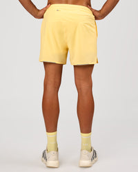 Man wearing Pace 5" Lined Running Short - Lemon | Model:Albert | Size:M | Thumbnail Index: 8