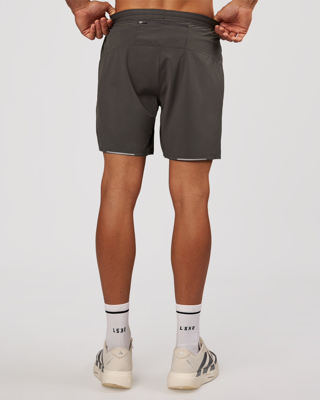 Man wearing Pace 7" Lined Running Short - Dark Storm | Model:Albert | Size:M - view 9