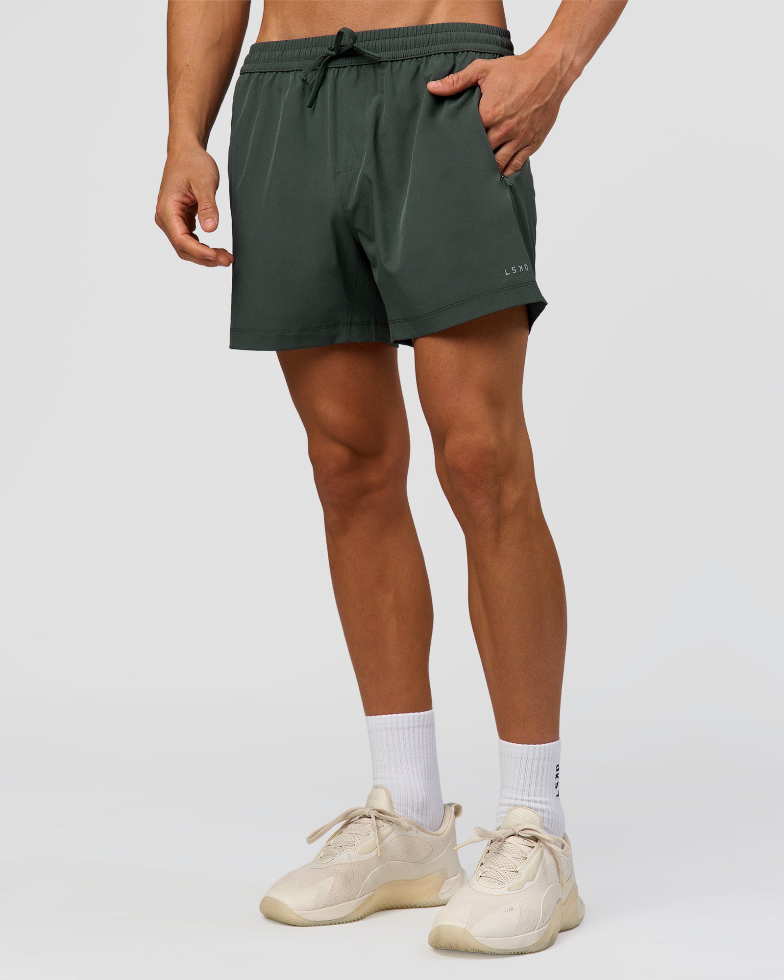 Man wearing Rep 5" Performance Short - Carbon Green | Model:Albert | Size:M