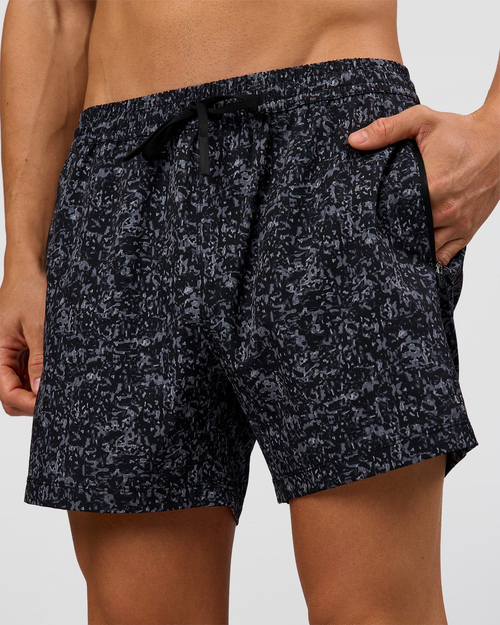Man wearing Rep 5" Performance Short - Energy Print Black | Model:Albert | Size:M