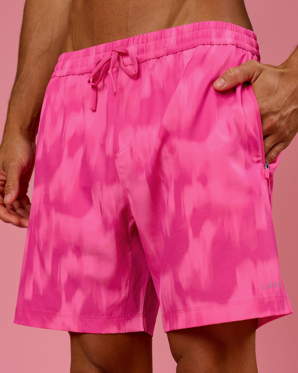 Man wearing Rep 7" Performance Short - Radiant Pink | Model:Albert | Size:M
