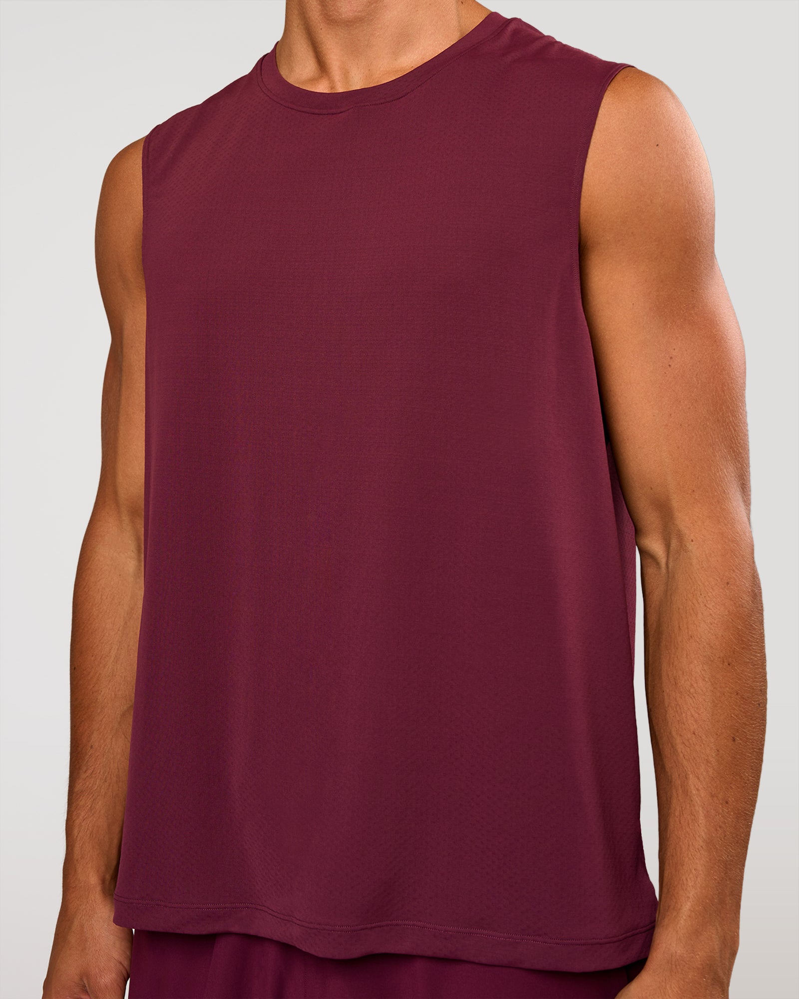 Man wearing Rep Muscle Training Tank - Cherry Lacquer | Model:Albert | Size:M