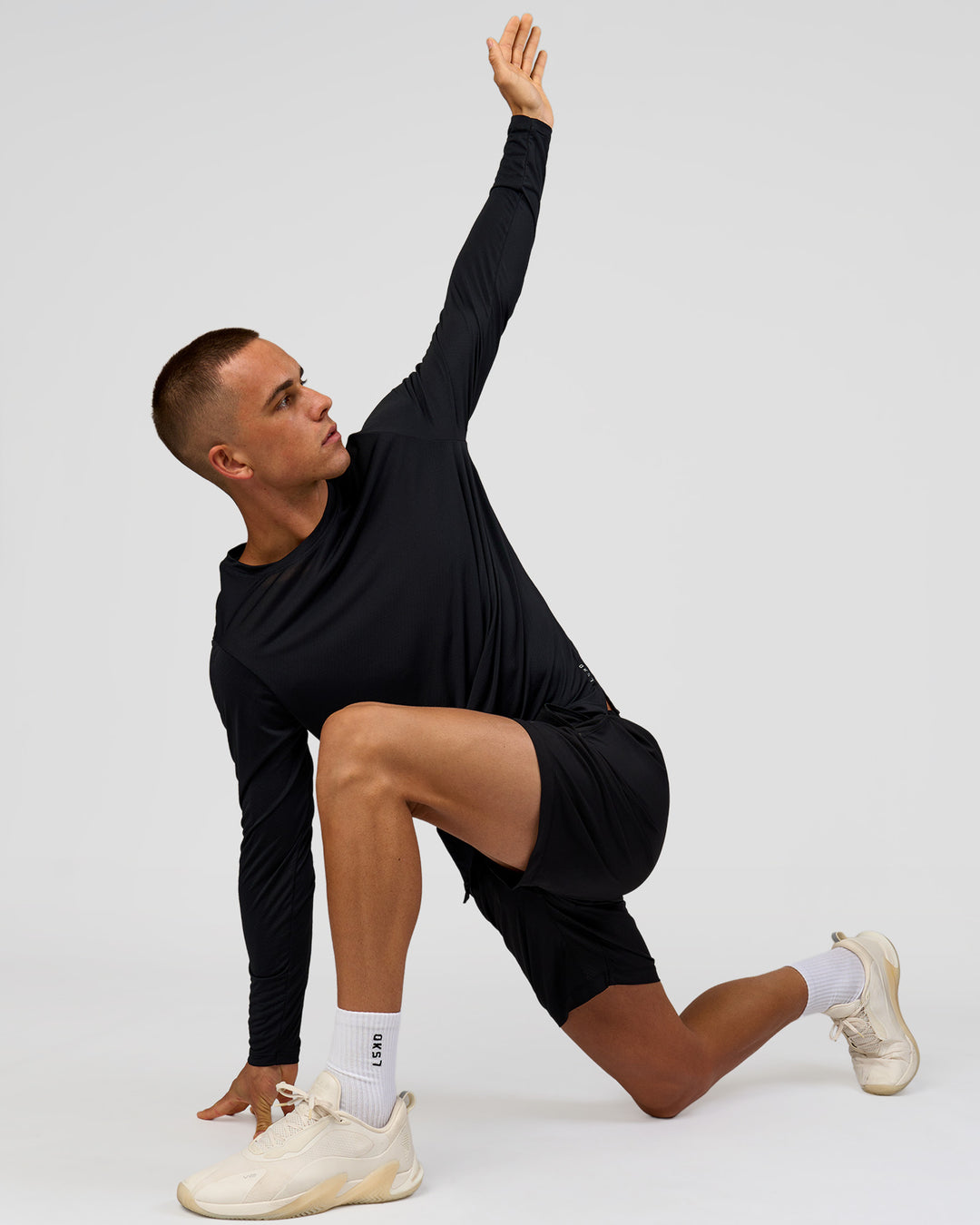 Man wearing Rep Training Long Sleeve  - Black | Model:Albert | Size:M