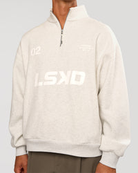Man wearing Stadium Quarter Zip Sweater - Silver Marl | Model:Albert | Size:M | Thumbnail Index: 0