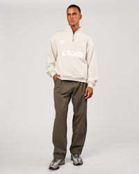 Man wearing Stadium Quarter Zip Sweater - Silver Marl | Model:Albert | Size:M | Thumbnail Index: 7