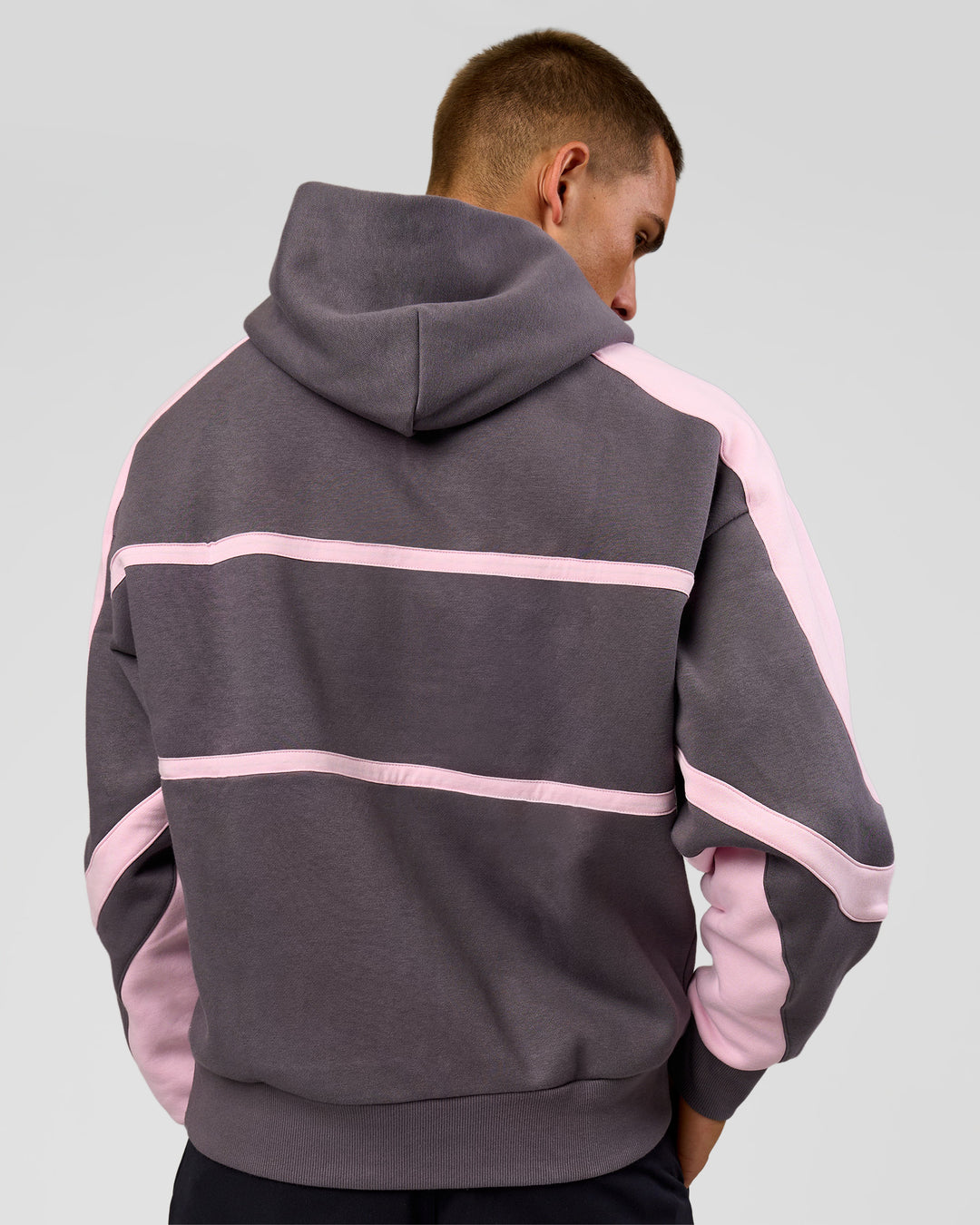 Man wearing Vibe Oversized Hoodie - Duskstone-Marshmallow | Model:Albert | Size:M - view 5