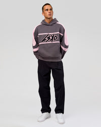 Man wearing Vibe Oversized Hoodie - Duskstone-Marshmallow | Model:Albert | Size:M | Thumbnail Index: 11