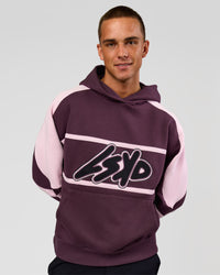Man wearing Vibe Oversized Hoodie - Midnight Plum-Marshmallow | Model:Albert | Size:M | Thumbnail Index: 1