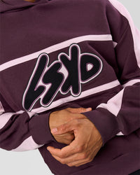 Man wearing Vibe Oversized Hoodie - Midnight Plum-Marshmallow | Model:Albert | Size:M | Thumbnail Index: 6