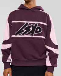 Man wearing Vibe Oversized Hoodie - Midnight Plum-Marshmallow | Model:Albert | Size:M | Thumbnail Index: 8