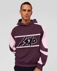 Man wearing Vibe Oversized Hoodie - Midnight Plum-Marshmallow | Model:Albert | Size:M | Thumbnail Index: 10