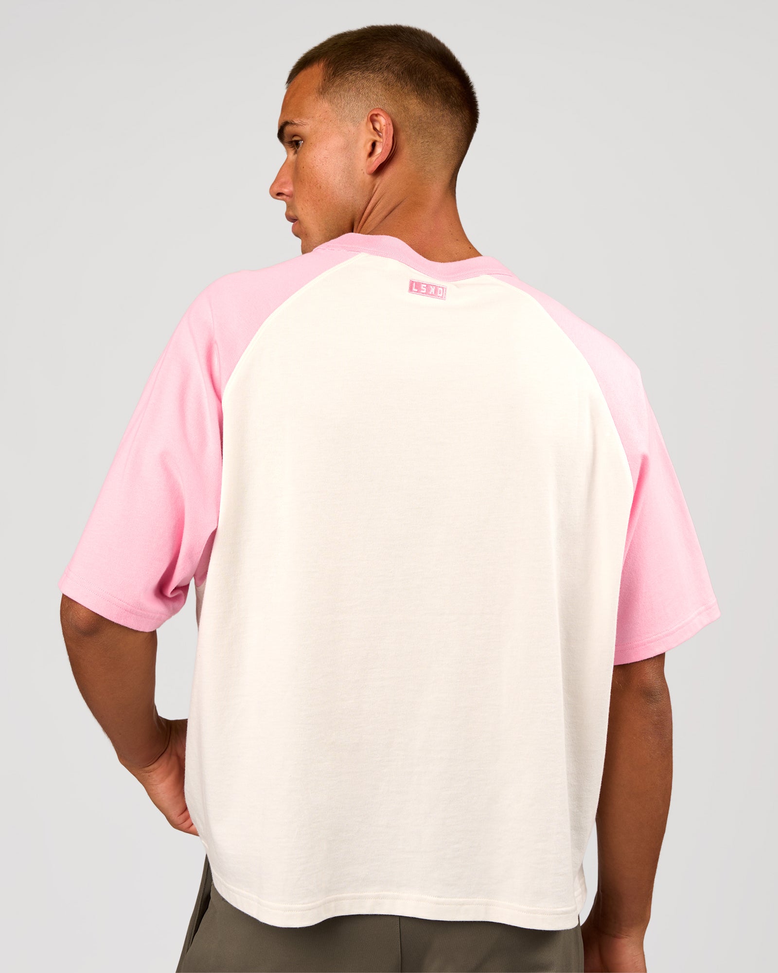Victory Heavyweight Boxed Raglan Tee - Off White-Pink Rose | LSKD