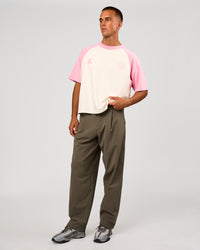 Man wearing Victory Heavyweight Boxed Raglan Tee - Off White-Pink Rose | Model:Albert | Size:M | Thumbnail Index: 12