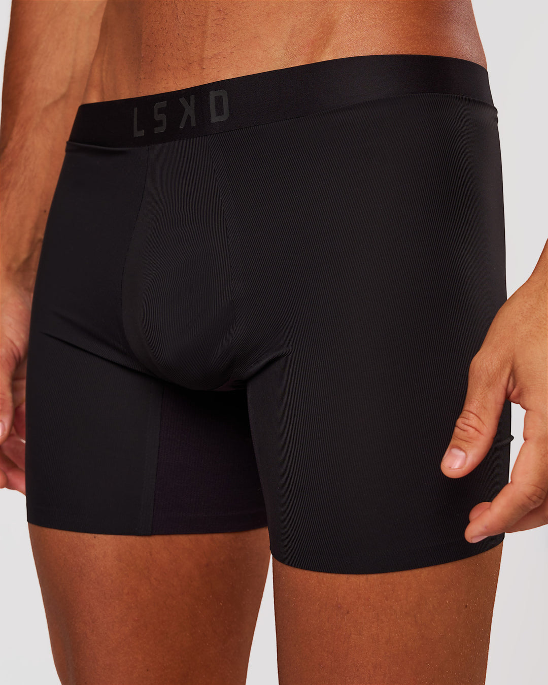 Man wearing Zero 5.5" Boxer Brief 2pk - Black | Model:Albert | Size:M - view 2