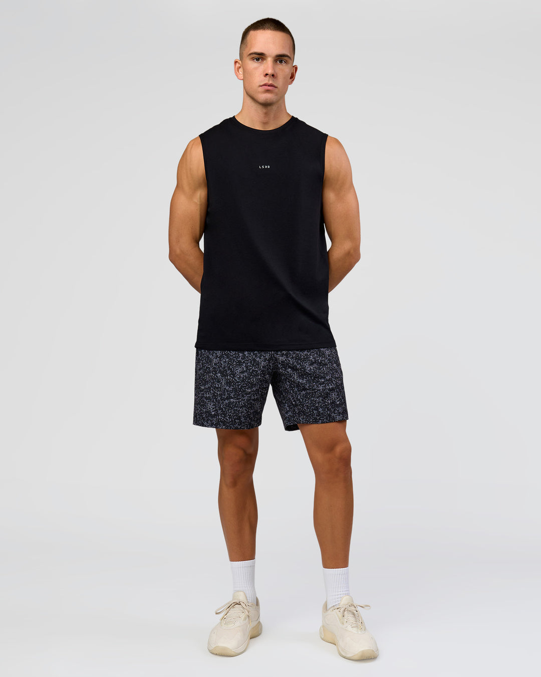 Man wearing Base FLXCotton Tank - Black | Model:Base | Size:M - view 6
