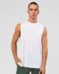 Man wearing Base FLXCotton Tank - White | Model:Base | Size:M