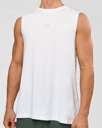 Man wearing Base FLXCotton Tank - White | Model:Base | Size:M