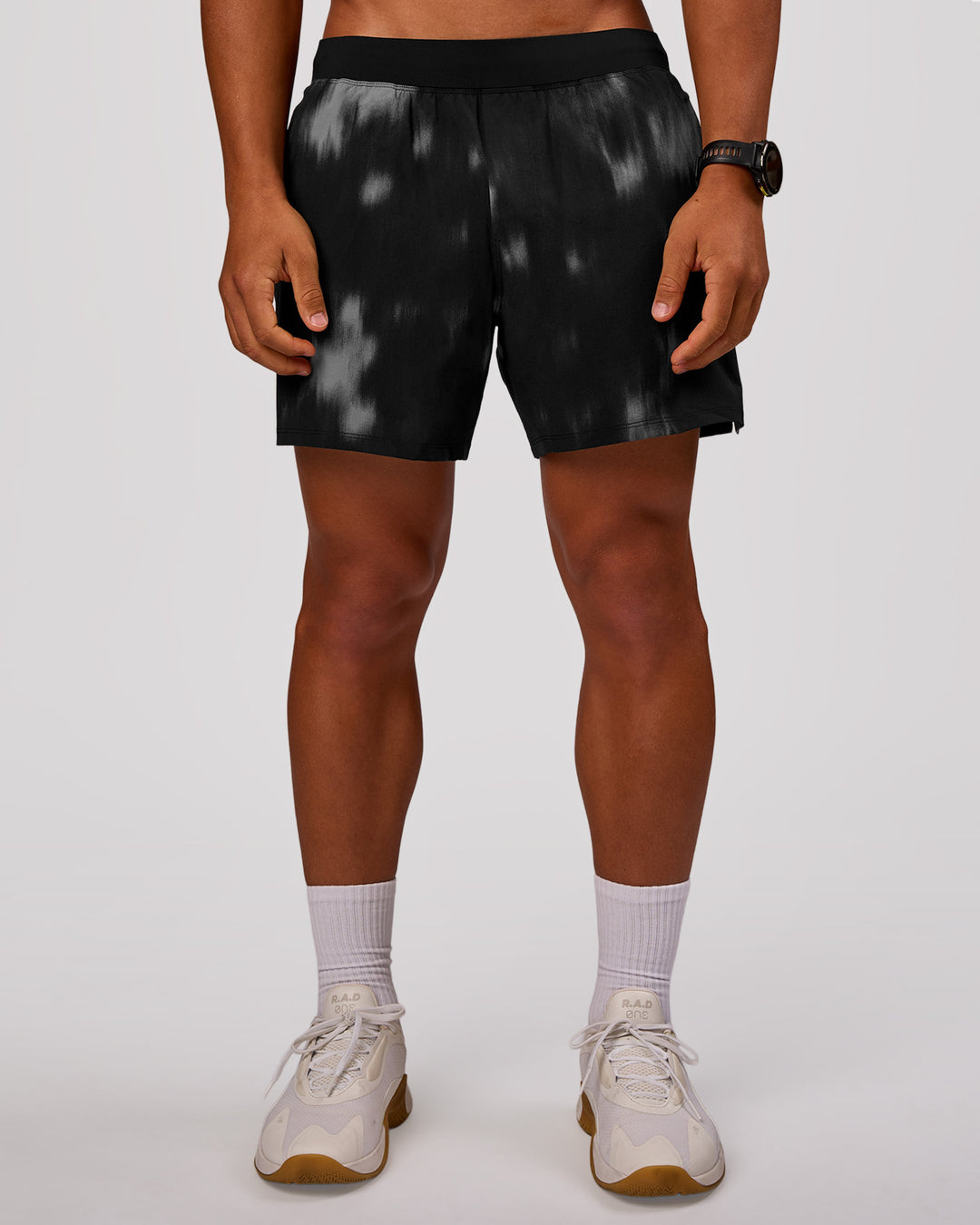 Man wearing Functional Training 5" Short - Bitmap Blur Black | Model:George | Size:M - view 5