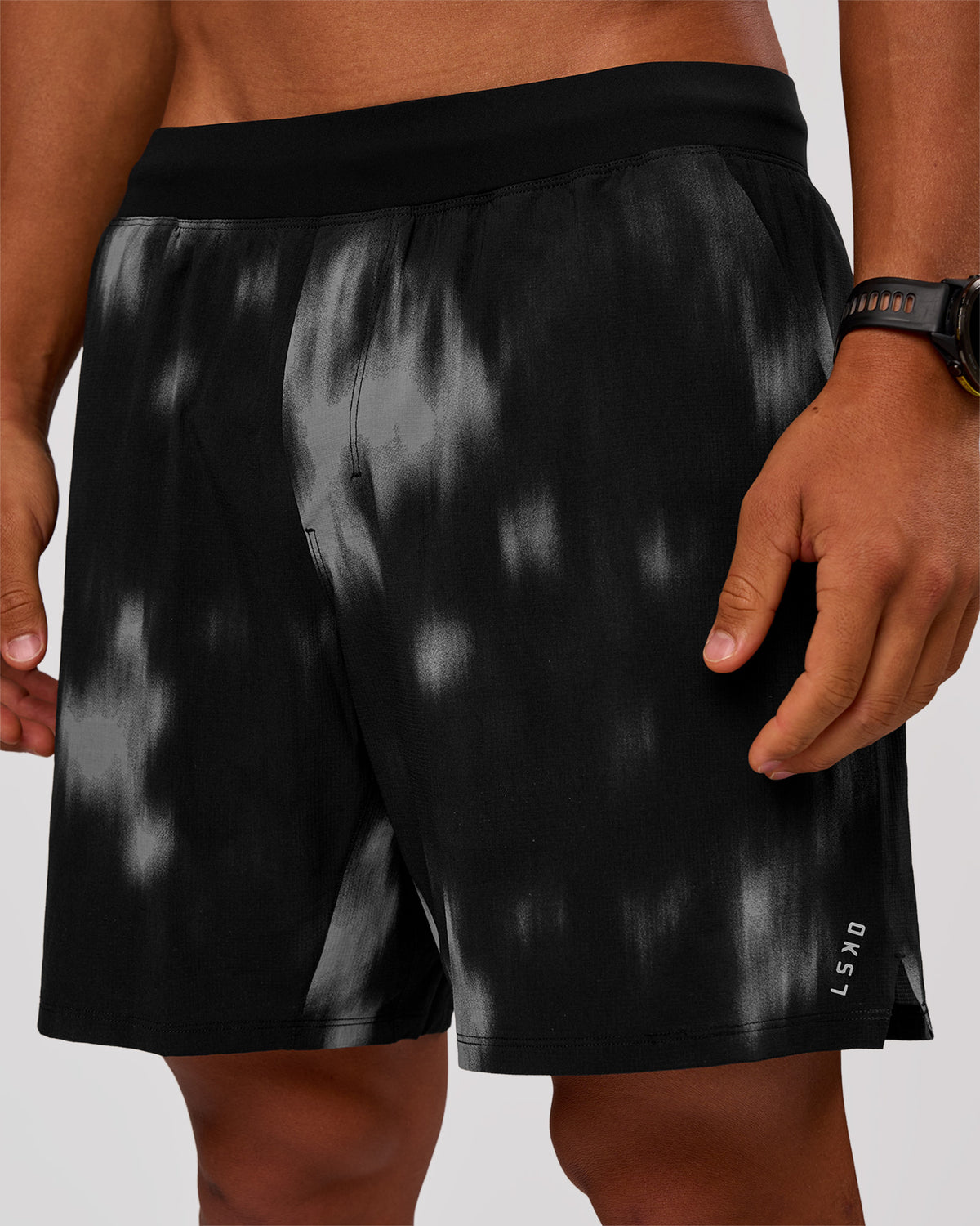 Man wearing Functional Training 7" Short - Bitmap Blur Black | Model:George | Size:M - view 2