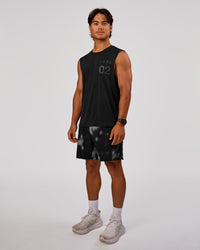 Man wearing Game Plan Rep Muscle Training Tank - Black-Onyx | Model:George | Size:M | Thumbnail Index: 3
