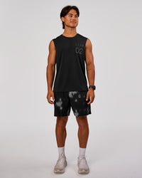 Man wearing Game Plan Rep Muscle Training Tank - Black-Onyx | Model:George | Size:M | Thumbnail Index: 6