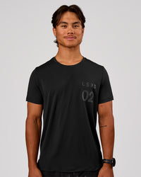 Man wearing Game Plan Rep Training Tee - Black-Onyx | Model:George | Size:M | Thumbnail Index: 3