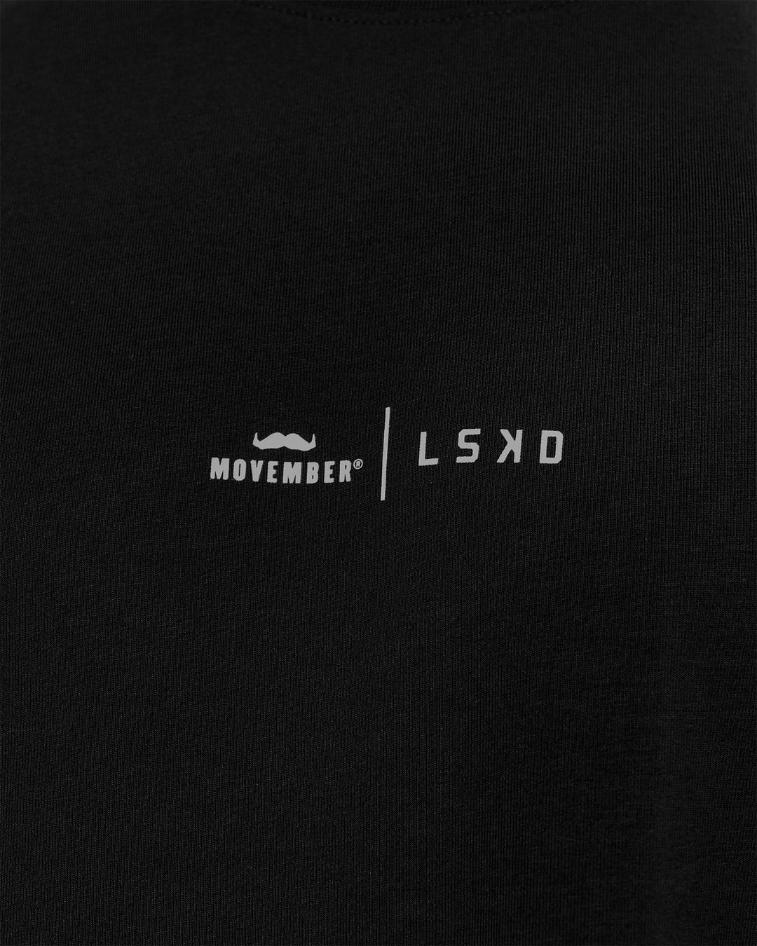 Man wearing Movember x LSKD FLXCotton Oversize Tee - Black-White | Model:George | Size:M - view 16