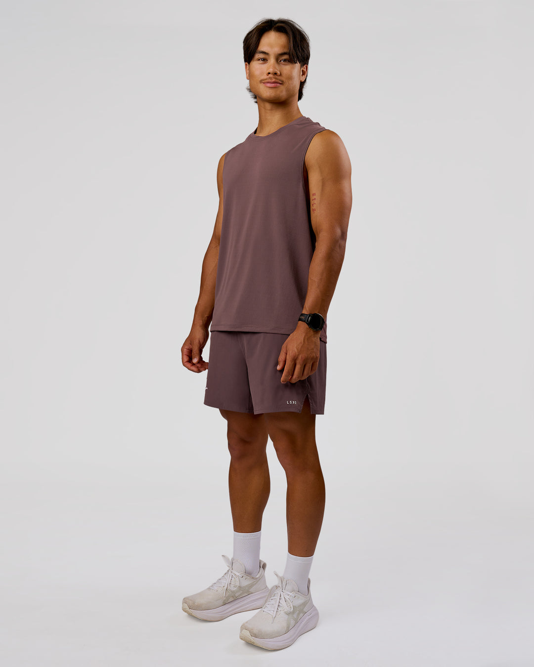 Man wearing Rep Muscle Training Tank - Cocoa Powder-Off White | Model:George | Size:M - view 1