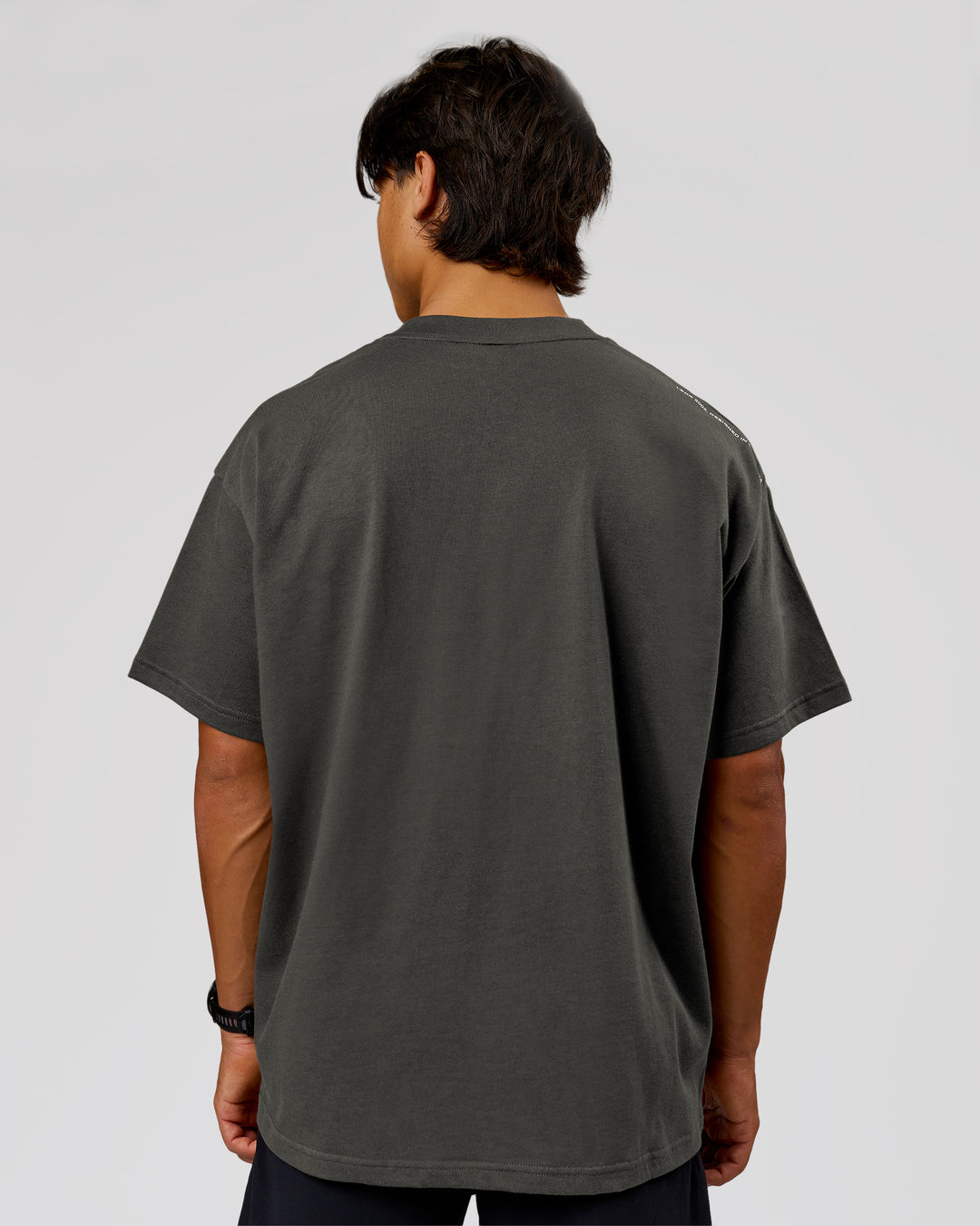 Man wearing Strata Heavyweight Oversized Tee - Onyx | Model:George | Size:M - view 3