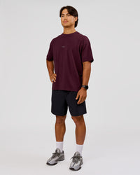 Man wearing VS26 1% Better FLXCotton Oversize Tee - Cherry Lacquer-Off White | Model:George | Size:M | Thumbnail Index: 13