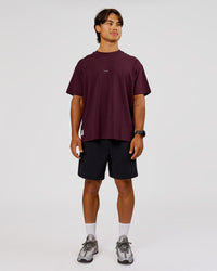 Man wearing VS26 1% Better FLXCotton Oversize Tee - Cherry Lacquer-Off White | Model:George | Size:M | Thumbnail Index: 15