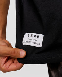 Man wearing VS26 Journey FLXCotton Oversize Tee - Black-White | Model:George | Size:M | Thumbnail Index: 10
