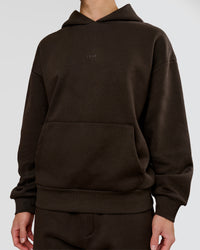 Man wearing Base Oversized Hoodie - Ground Coffee | Model:Leandro | Size:M | Thumbnail Index: 8