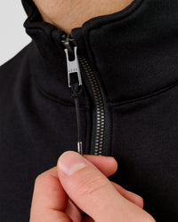 Man wearing Base Quarter Zip Sweater - Black | Model:Leandro | Size:M | Thumbnail Index: 9