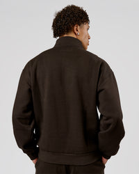 Man wearing Base Quarter Zip Sweater - Ground Coffee | Model:Leandro | Size:M | Thumbnail Index: 3