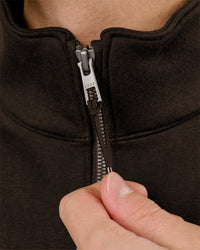 Man wearing Base Quarter Zip Sweater - Ground Coffee | Model:Leandro | Size:M | Thumbnail Index: 12