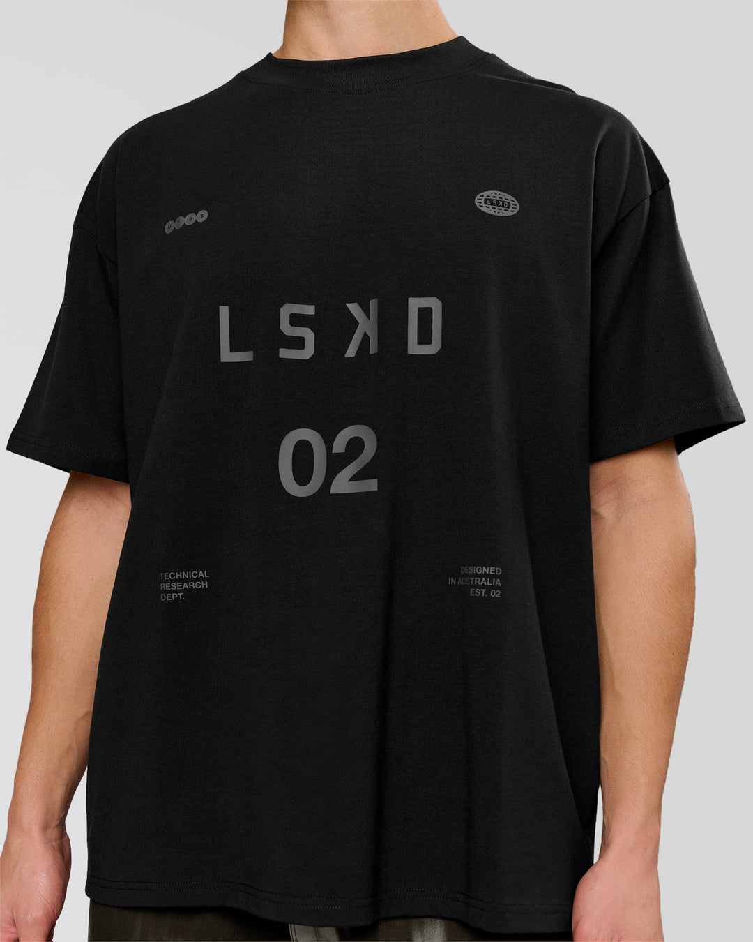 Man wearing Game Plan Heavyweight FLXCotton Oversized Tee - Black | Model:Leandro | Size:M - view 6